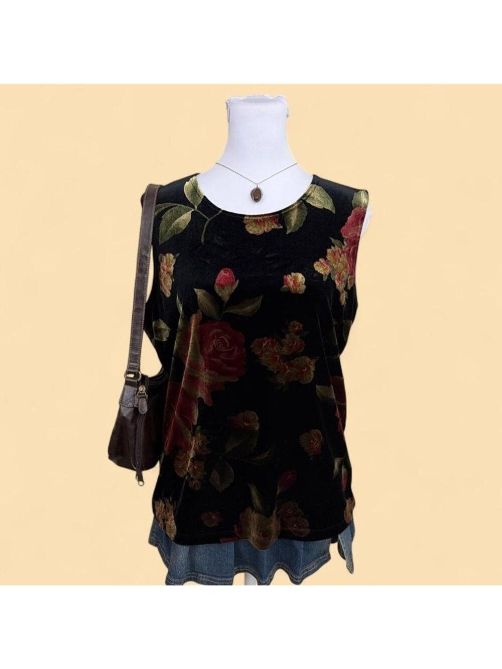 90s floral whimsygoth velvet top